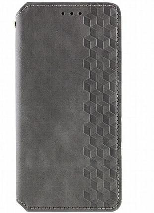 Кожаный чехол-книжка getman cubic (pu) для motorola moto g17 серый