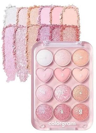 Палетка тіней в ніжних світло-холодних відтінках colorgram pin point eyeshadow palette 04 bright+cool