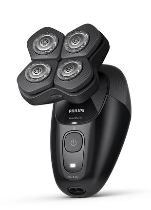 Бритва електро. для головы philips роторная pro series 5000, бритв.головок-4, li-ion, сухой.+влажный, черный