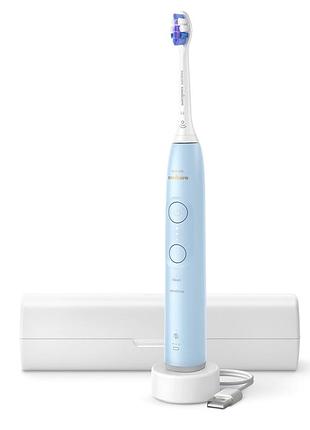 Щетка зубное электричество. philips, sonicare 6100 series, 62т. кольев/мин, насадок-1, футляр, голубой