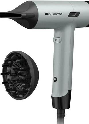 Фен rowenta tiny, 1600вт, 3 режима, диффузор, ионез-я, холл. обдув, зелено-черный
