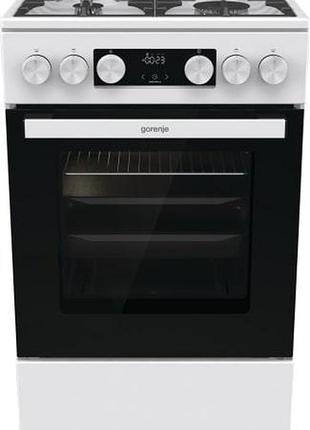 Плита gorenje газовая, 67 л, 50x60см, дисплей, iconled, чугун, белый