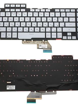 Клавиатура для ноутбука asus (gu502 series) rus, silver, без фрейма, подсветка клавиш