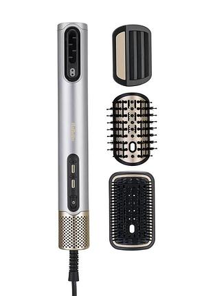Фен-щетка babyliss limited edition silvergold, 1600вт, 4 режима, иониз-я, холл. обдув, керамика, серый