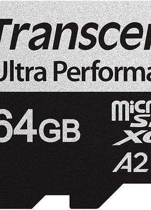 Карта памяти transcend microsd 64gb c10 uhs-i u3 a2 r160/w80mb/s + sd