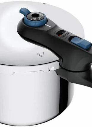 Скороварка tefal secure trendy, 6л, з паровим кошиком, нержавіюча сталь, пластик