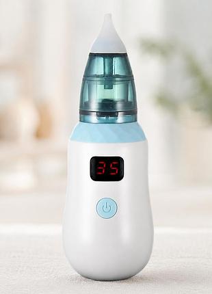 Аспіратор дитячий акумуляторний 2-в-1 baby nose з led-дисплеєм та регулятором потужності (wo-19)