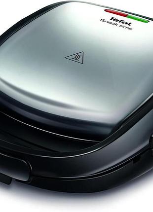 Мультимейкер tefal snack time 3in1 700вт, тефлон, 2 пластини, корпус-метал, чорно-сірий