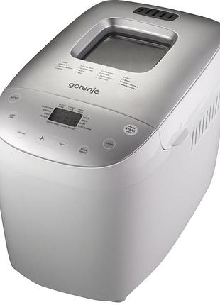 Хлебопечка gorenje, 850вт, программ-1.6, макс.вес - 1.6кг, форма прямоугольник, пластик, серый