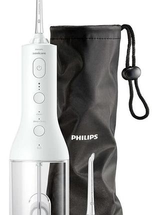 Ирригатор philips портативный sonicare cordless power flosser 3000, чаша 250 мл, чехол, 4 насадки, белый