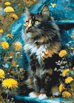 Картина за номерами "котик у кульбабах" lw3009-01, 40х50 см