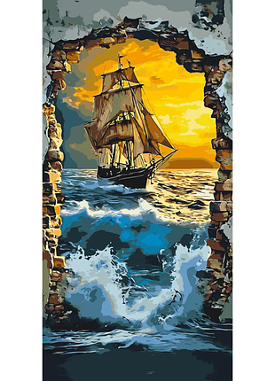 Картина за номерами "корабель в морі" lw5119, 40х80 см