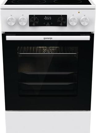 Плита gorenje електрична склокерамічна, 70л, 60x60см, дисплей, приготування з паром, програматор, білий