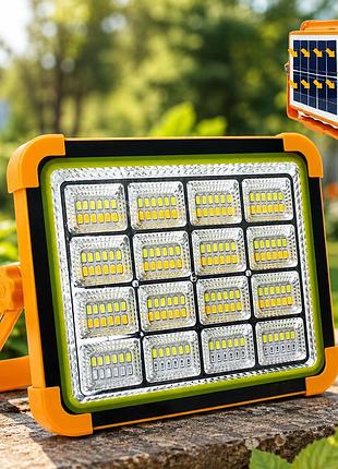 Акумуляторний прожектор powerbank із сонячною панеллю / світлодіодний solar led ліхтар 2400mah