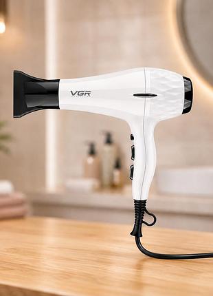 Фен vgr v-413 / фен для укладки и быстрой сушки волос / белый фен для волос с двумя температурными режимами