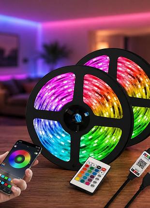 Гнучка світлодіодна стрічка rgb usb 15м / стрічка на usb на монітор, меблі + пульт / led стрічка від павербанку