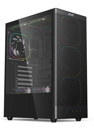 Корпус 2e gaming iconic v8210b без бп, 1xusb3.0, 1х usb 2.0, 1xusb type-c, 4x120мм argb, vga 325мм, lcs ready, контроллер с