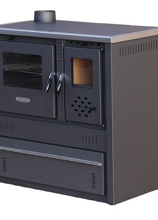 Печь стальная с конфорками +духовка pro-termo panonia eko left 10,5 квт. (111кг./димоход 120мм./510x900x850мм./цвет antracit)