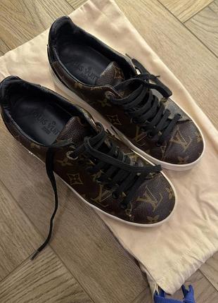 Кеди жіночі louis vuitton frontrow monogram canvas коричневі