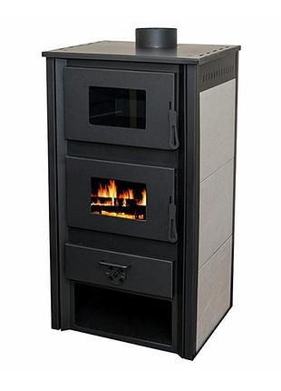 Стальная печь камина на дровах termosistem cirih 10 квт 70кг 540x470x1010мм выход вверх (дверца стальные +стекло)