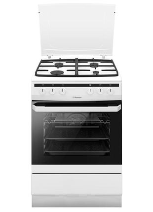 Плита комбинированная hansa, 60х60см, 62л, чугун, газ контр., белый