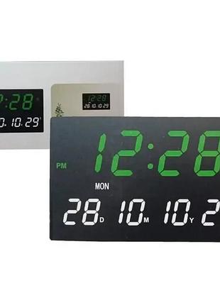Настенные led часы 3308 с термометром и календарем