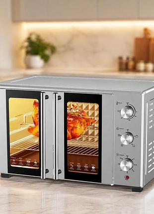 Настільна електродуховка з грилем, конвекцією та рожном sokany sk-10027 50 л 1700 вт