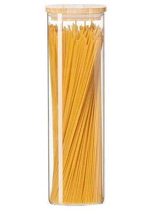 Банка для хранения ardesto midori 1300мл, стекло, бамбук, квадратная, прозрачный