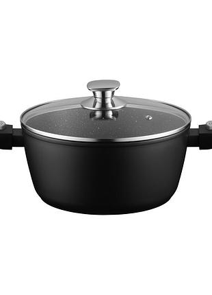 Кастрюля со стеклянной крышкой ardesto gemini bari, 3.9л, алюминий, черный