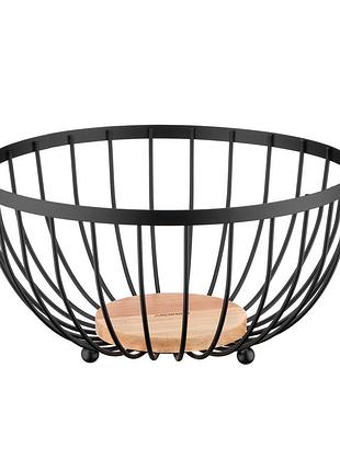 Корзина ardesto midori 25х25х13см, металлл, дерево, черный