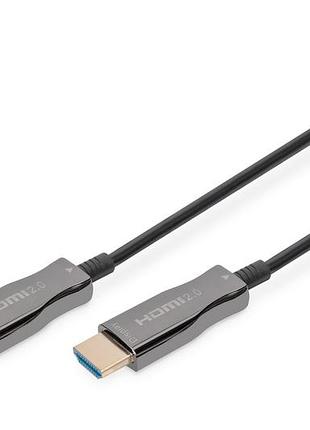 Кабель digitus hdmi uhd 4k, aoc hybrid-fiber, type a m/m, 15м, черный