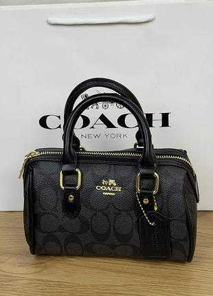 Женская сумка coach micro rowan crossbody in signature черный