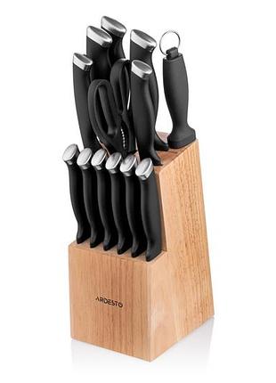 Набор ножей ardesto gemini gourmet 14пр., нерж.сталь, пластик, каучуковый блок