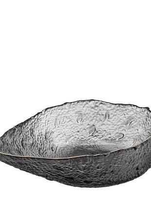 Салатник ardesto leaf, 21.5см, стекло, серый