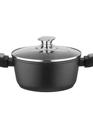 Кастрюля со стеклянной крышкой ardesto gemini bari, 2.5 л, алюминий, черный