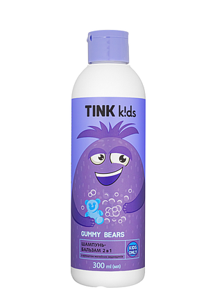 Шампунь-бальзам для волос детский 2 в1 tink kids gummy bears от 3 лет 300 мл