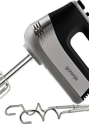 Миксер gorenje ручной 500вт, насадки-4 венчика, турбо-режим, черный