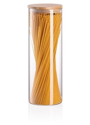 Банка для хранения ardesto fresh, круглая, 1300 мл, стекло, бамбук
