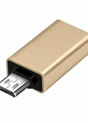 Otg перехідник micro-usb - usb 3.0 адаптер золотий