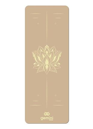 Килимок для йоги каучуковий поліуретан pro illustration gemini sport pro 183см*68см*5мм puy-5900-5 бежевий
