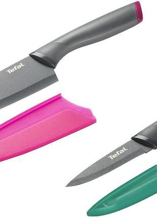 Набор ножей tefal fresh kitchen, с чехлом, 2шт, нержавеющая сталь, поликарбонат, черный