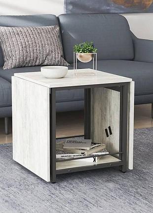 Стіл журнальний трансформер куб комбо ferrum-decor чорний метал дсп бетон мм ( )
