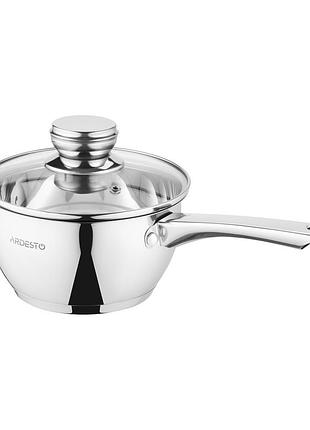 Ковш со стеклянной крышкой ardesto gemini lucca, 1.6л, нержавеющая сталь