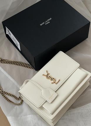 Жіноча сумка saint laurent sunset medium shoulder bag premium молочний