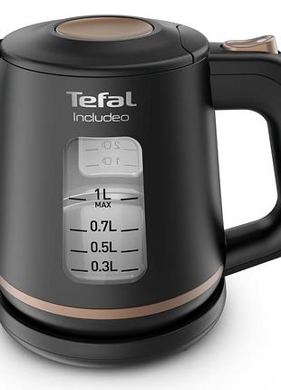 Електрочайник tefal includeo, 1л, пластик, чорний
