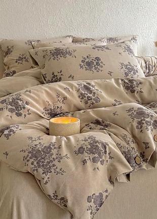 Постельное белье евро из хлопка с текстурою льна colorful home print 7 22093