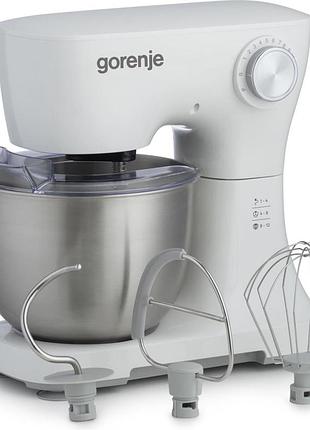 Кухонна машина gorenje 800вт, чаша-метал, корпус-пластик, насадок-3, білий