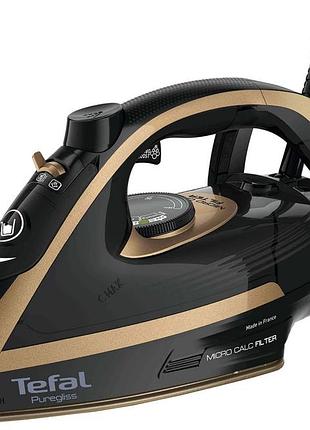 Утюг tefal puregliss, 3000вт, 270мл, паровой удар -280гр, постоянная пара - 50гр, руля. подошва, черно-медный