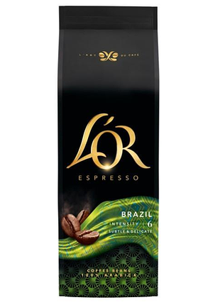 Кава l`or зерна espresso brazil, 500г, 100% арабіка