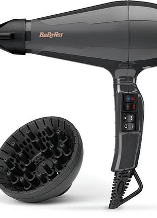 Фен babyliss air pro, 2200вт, 2 режима, диффузор, иониз-я, холл. обдув, черный